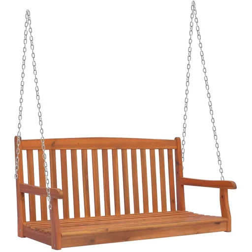 "Hanging bench garden swing 2-seater with chains wood brown image"