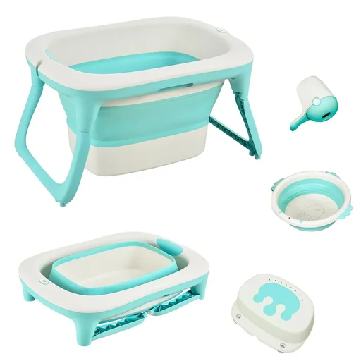 "Baby bathtub with sink and shampoo cup image"