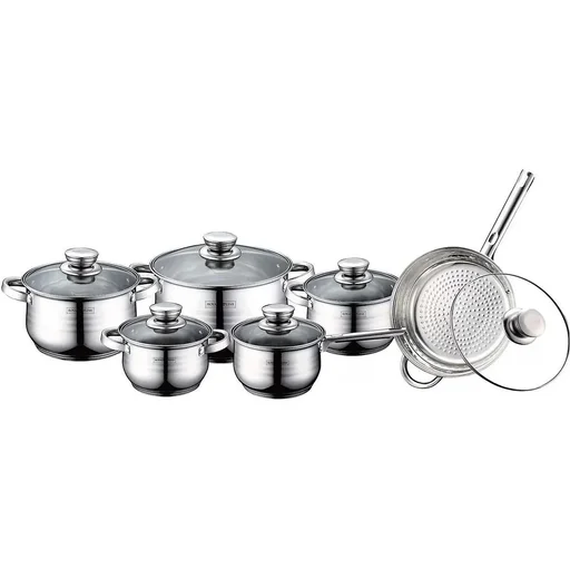 "Pot, frying and pan set, 6 pans - silver image"
