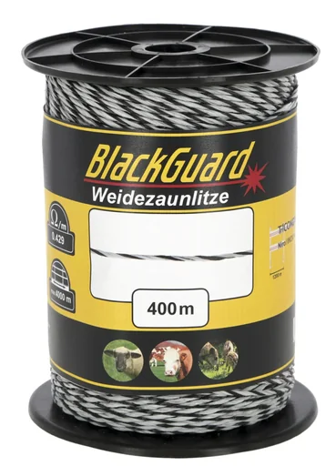 "Electric fence polywire, 400 m, white/black image"