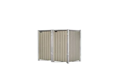 "Garbage can box 2-compartment, wood natural grey, for 240 l bins image"