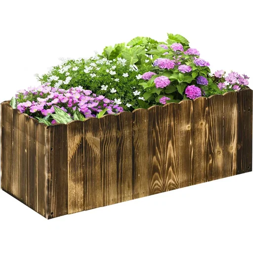 "Raised bed planter herb bed planting bed vegetable flower bed flower box fir wood 80 x 33 x 30 cm image"