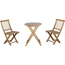 3-piece bistro set. Folding wooden garden set. Balcony bistro table with 2 chairs. Garden furniture natural.