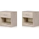 2 bedside tables in oak look - MDF - 39 x 28 x 41 cm