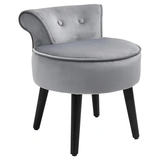 "Footstool modern seat stool with backrest ottoman for bedroom living room velvet-feel fabric fir wood foam image"
