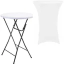 Pro Garden Bar Table - 80x110cm - White/Gray + INCL. Perel Bar Table Apron - 80 x 110 cm (ø x H) - White