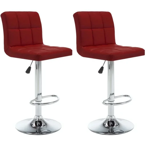"Bar stools 2 pieces faux leather wine red image"