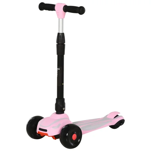 "Girls' scooter with adjustable height, pink image"