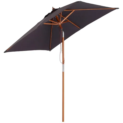 "Parasol foldable garden umbrella beach umbrella 3-level adjustable fir wood + polyester dark grey 200 x 150 x 230 c image"
