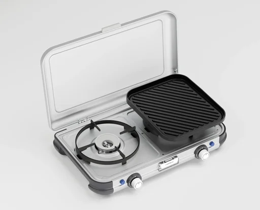 "Camping Kitchen 2, Grill & Go CV, stove with two burners, two extra grill plates image"