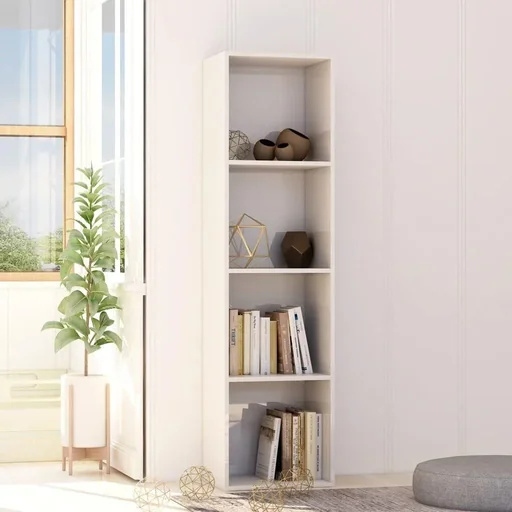 "Bookcase 40x30x151.5 cm chipboard high-gloss white image"