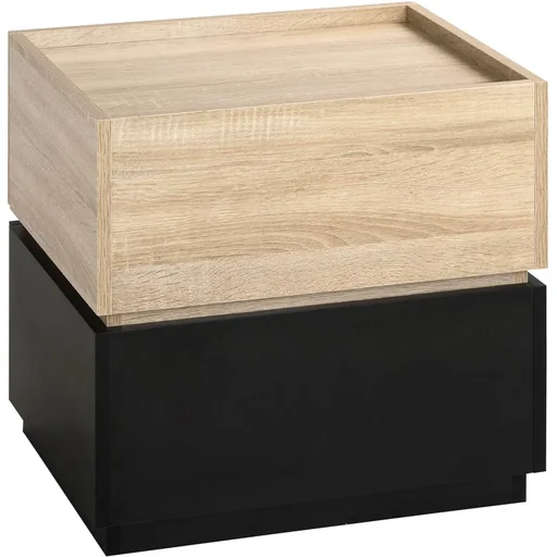 "Bedside table with drawer, stackable bedside table, drawer cabinet, bedroom bedside table, chipboard, black+natural 50 image"