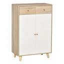 Shoe cabinet shoe rack with doors drawer for hallway and entrance area modern natural + white MDF 68 x 35 x 102.5 cm Schu