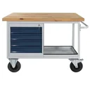 Table trolley, shelf trolley RAL7035/7016 - 4 drawers, 1 shelf, W1300xD600xH827mm
