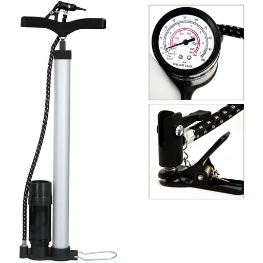"Aluminum floor/bicycle air pump with pressure gauge image"