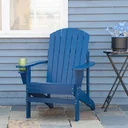 Garden chair with cup holder - wood - blue - 97 x 72.5 x 93 cm