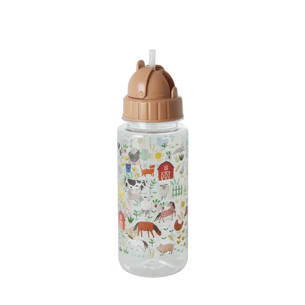 "RICE Butelka dla dzieci - Farm Print, 450 ml, plastik image"