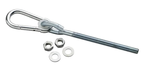 "Swing hook with carabiner galvanized, M12x140 image"