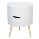 Round bedside table, side table, sofa table with 2 storage spaces, coffee table freely combinable, living room, wood, white, Ø38 x 48.3 cm