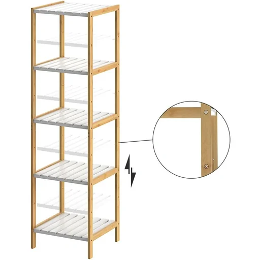 "Cabinet with 5 shelves - bamboo white - 140x33x34 cm image"