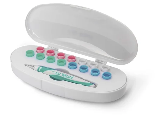 "Ear Wizard ear cleaner set, with 15 silicone tips and storage box, 17 pieces image"