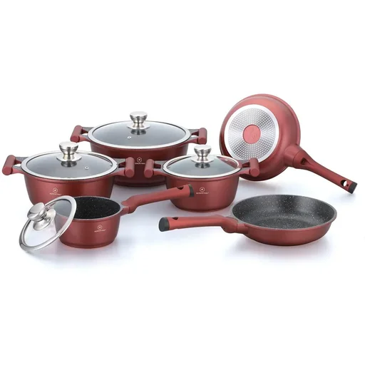 "Herenthal - Complete 10-piece cookware set - Burgundy image"