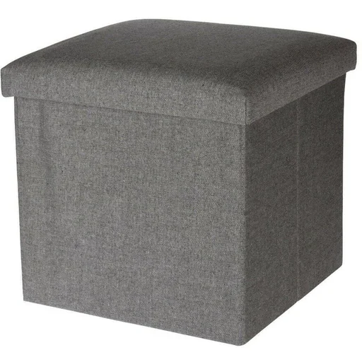 "Storage box / footstool - footstool with shelf - 38 x 38 cm - cotton - grey image"