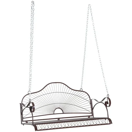 "Hanging bench garden swing with chains metal brown image"
