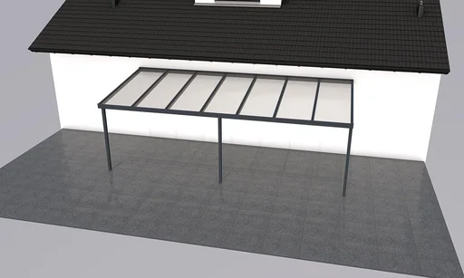 "Patio roof Premium, anthracite, 7120 x 3060 mm - Polycarbonate multi-wall sheets 16 mm, opal image"