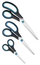 Household scissors set, 3-piece, black/turquoise