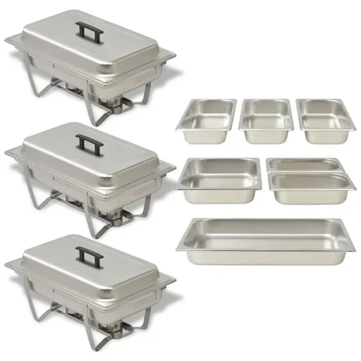 "3-piece stainless steel chafing dish set image"