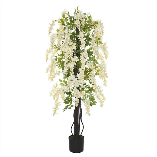 "Artificial plant with white wisteria 24 cm x 24 cm x 165 cm image"