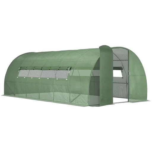 "Plastic greenhouse 6 x 3 x 2 m tunnel greenhouse hothouse plant house film tent 2 windows grid film green image"