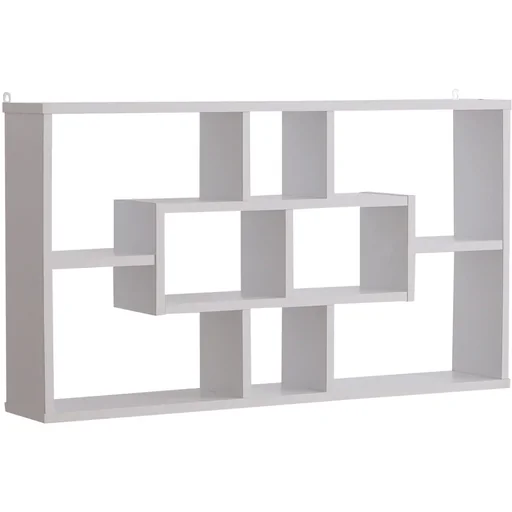 "Wall shelf hanging shelf floating shelf bookcase wall board organizer wood white 85 x 14.5 x 47.5 cm image"