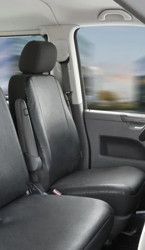 "Fitted seat covers for VW T5 for single front seat made of artificial leather from 09/2009 to today image"