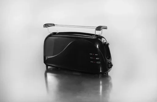 "Long slot toaster black 1000 watts, black with bun warmer image"
