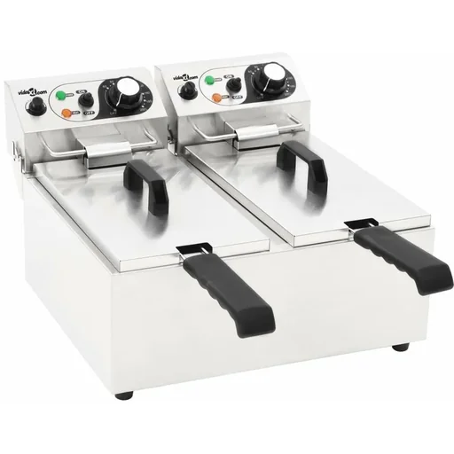 "Electric deep fryer double 4000 W 12 L stainless steel image"