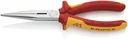 Snipe nose pliers with cutting edge (stork beak pliers) insulated with multi-component grips, VDE-tested, chrome-plated, 200 mm