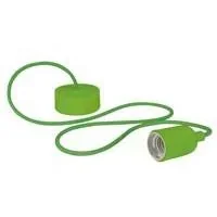 "Designer lamp holder with textile cable - Green image"