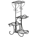 Metal flower shelf 4 levels plant shelf for indoor and outdoor garden balcony black 45 x 24.5 x 80 cm