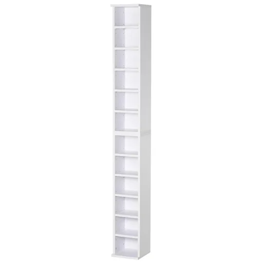 "CD stand CD shelf with 6 compartments Standing shelf Two-piece set with two open storage compartments Chipboard White 21 x 22.5 image"
