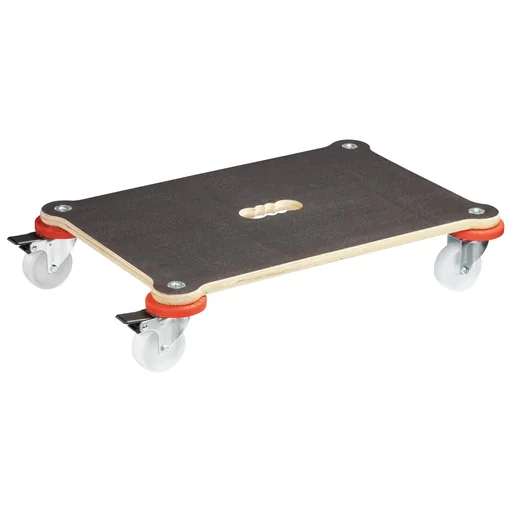 "Transport aid MM 1370, 60 x 40 x 12.5 cm, hard castors Ø 75 mm, plain bearings, 2 brakes, FSC® plate, load capacity 200 kg image"