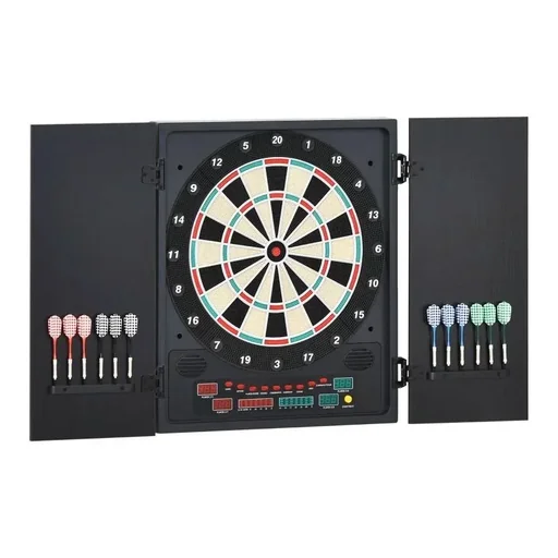 "Electronic dartboard with 12 darts image"