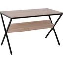 Desk computer table laptop table office table 1 x shelf wood + metal natural + black 120 x 60 x 76 cm