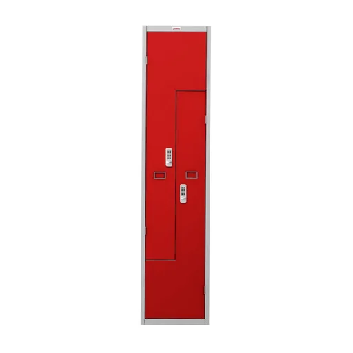 "Locker Z PLZ series - 2 doors with combination locks, grey-red image"
