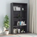 Bookcase 4 shelves 80x30x151.5 cm chipboard high-gloss grey