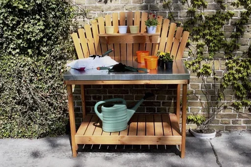 "Gardening table "Helga" with galvanized worktop image"