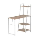 Folding desk with 4-tier bookcase, computer desk, office desk, E1 chipboard, metal frame, natural+white, 106 x 4