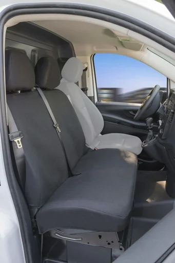 "Fitted seat covers Mercedes Vito 447 for double bench in front made of fabric from model year 06/2014 - today image"