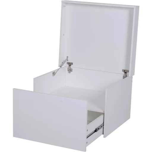 "Shoe cabinet shoe rack shoe bench with drawer and flap wood white 70 x 60 x 42 cm image"
